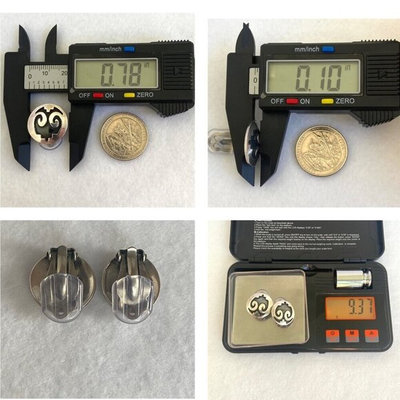 VTG Sterling Silver 925 Southwest Style Thunderbird Round Clip On Earrings - Picture 10 of 16